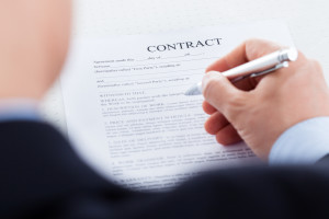 Businessman Filling The Contract Form