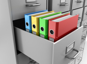 binder folders in filing cabinet