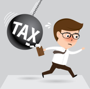 Businessman and tax, Vector illustration